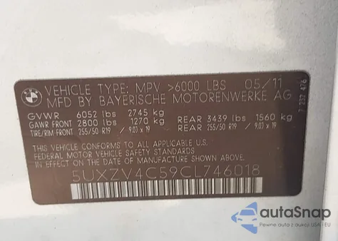 2012 BMW X5 xDrive35I/xDrive35I Premium/xDrive35I Sport Activity from USA, damaged, VIN 5UXZV4C59CL746018